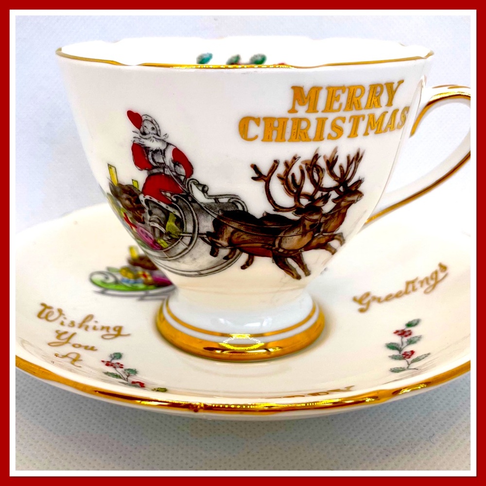 Christmas Teacup and Saucer Gladstone